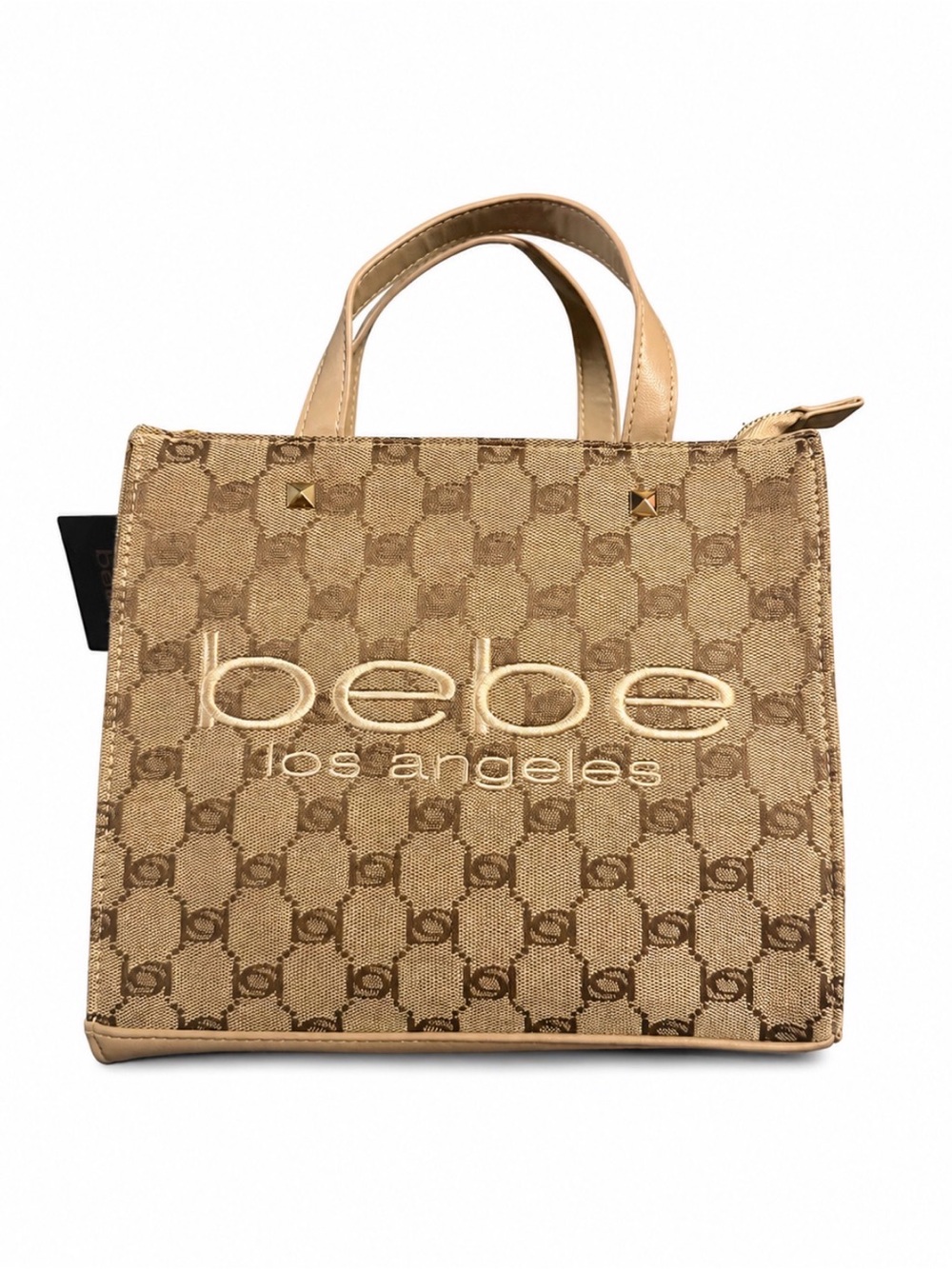 Bebe Talulla Small Satchel Beige Monogram NWT